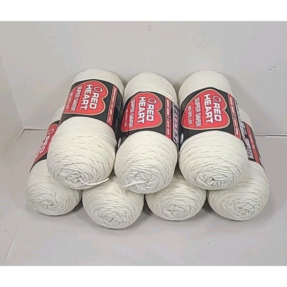 Red Heart Super Saver Yarn Aran or Off White 7 Skeins  Acrylic  Knitting/Crochet